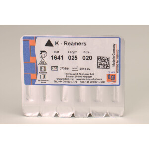 tg K-Reamers 25mm Size 020 6pcs